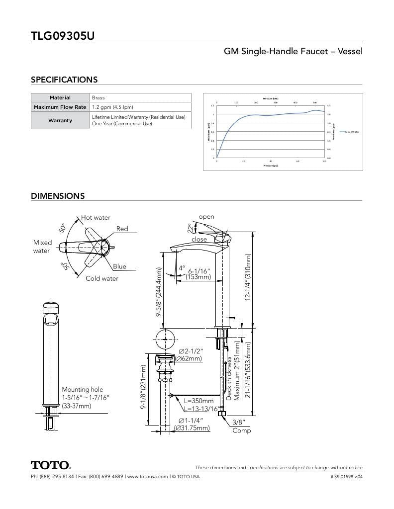 GM Single-Handle Faucet - 1.2 GPM - Vessel