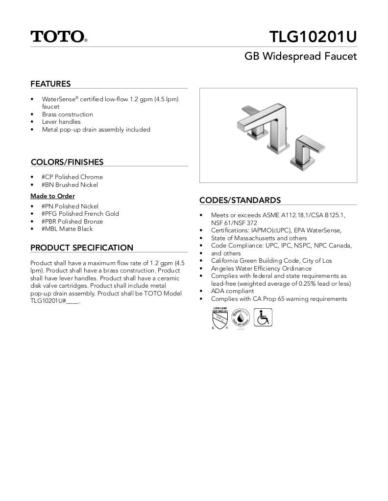 GB Widespread Faucet - 1.2 GPM
