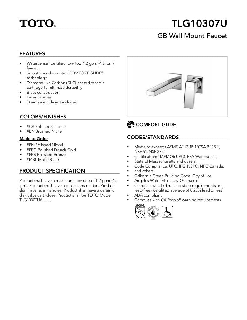 TOTO GB Wall-Mount Bathroom Faucet Short 1.2 GPM - image 2