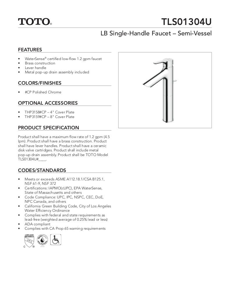 LB Single-Handle Faucet - 1.2 GPM - Semi-Vessel