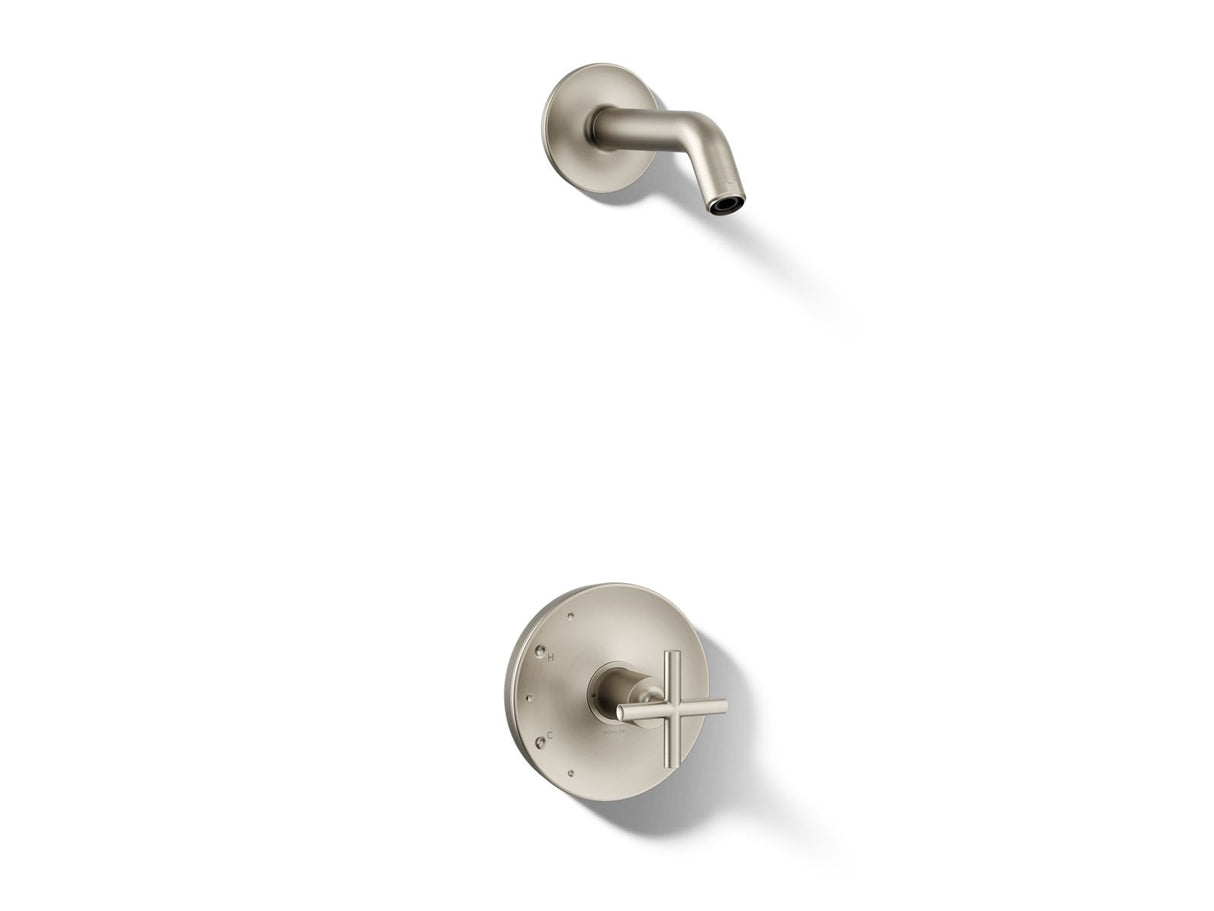 Purist® Rite-Temp® shower trim kit with cross handle, without showerhead