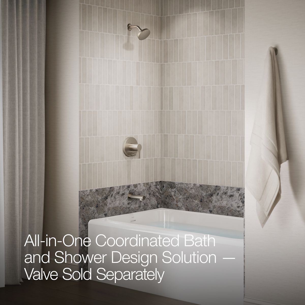 Elate® Rite-Temp® bath and shower trim kit with push-button diverter, without showerhead