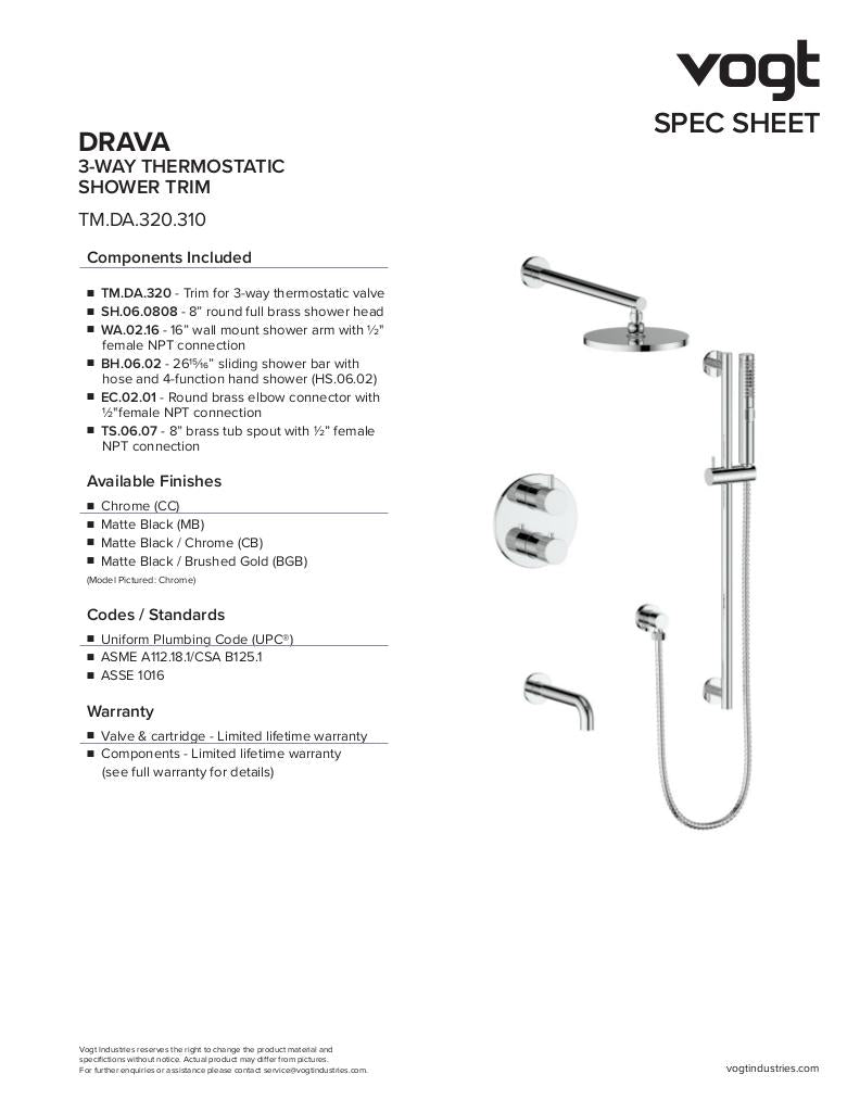 Vogt Drava 3-Way Thermostatic Shower Trim - image 2