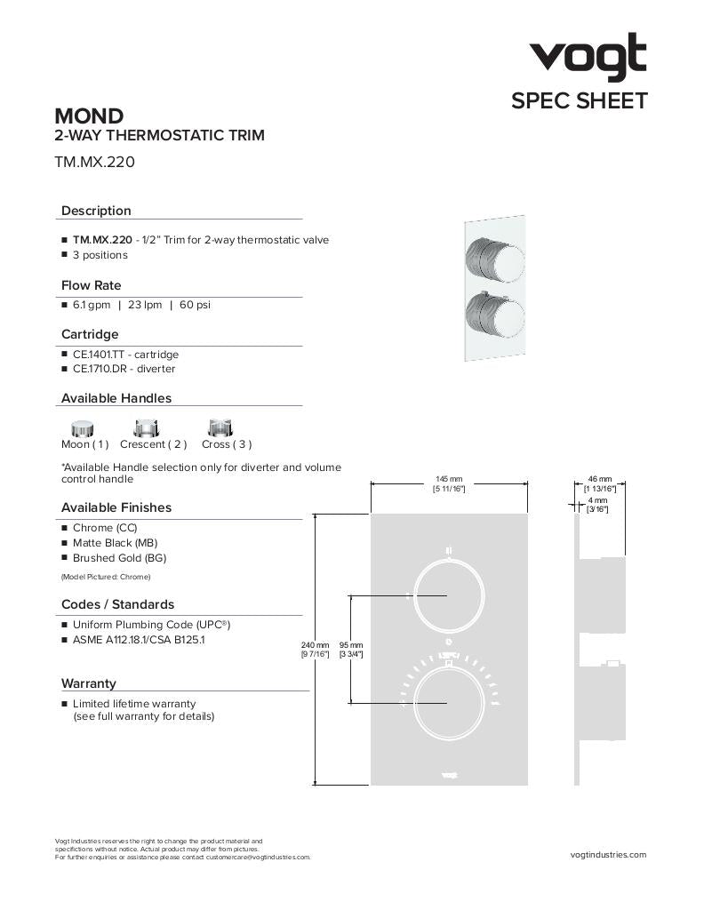 MOND TRIM FOR 2-WAY TH VALVE