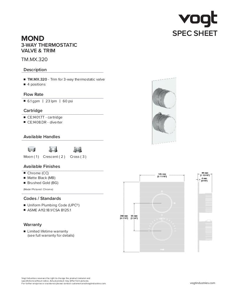 MOND TRIM FOR 3-WAY TH SHOWER KIT