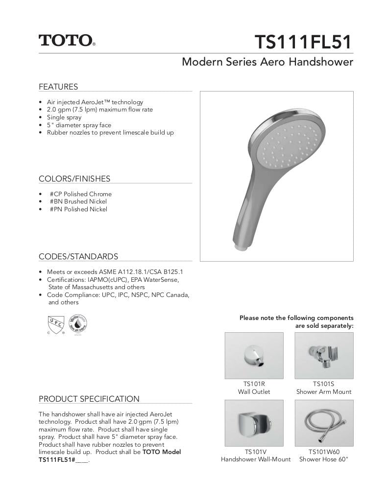 Modern Series Aero Handshower Single-Spray - 2.0 GPM