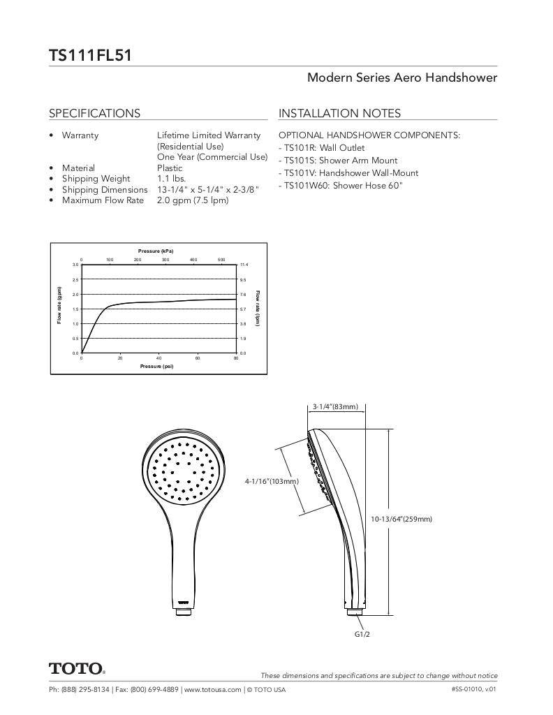 Modern Series Aero Handshower Single-Spray - 2.0 GPM