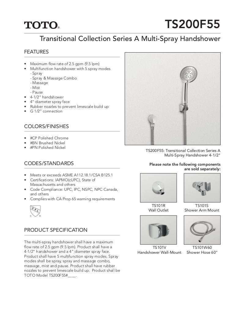 Transitional Collection Series A Multi-Spray Handshower 4-1/2" - 2.5 GPM