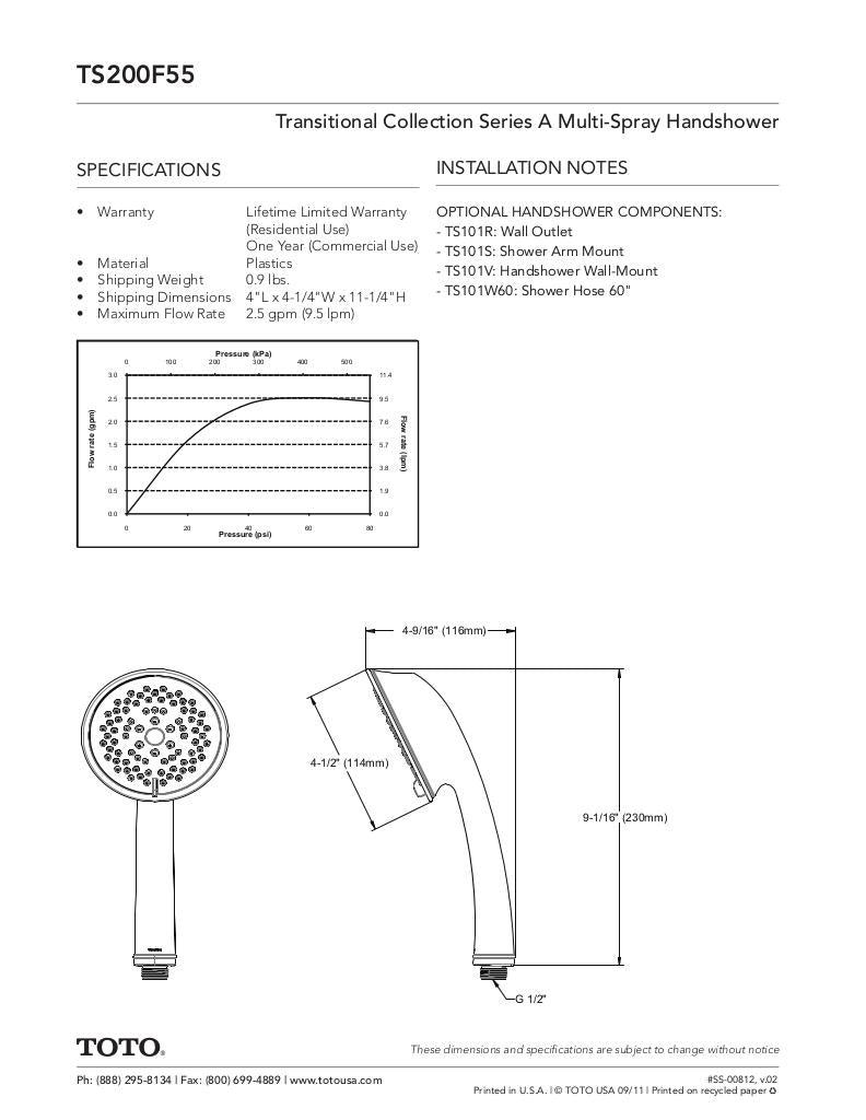 Transitional Collection Series A Multi-Spray Handshower 4-1/2" - 2.5 GPM