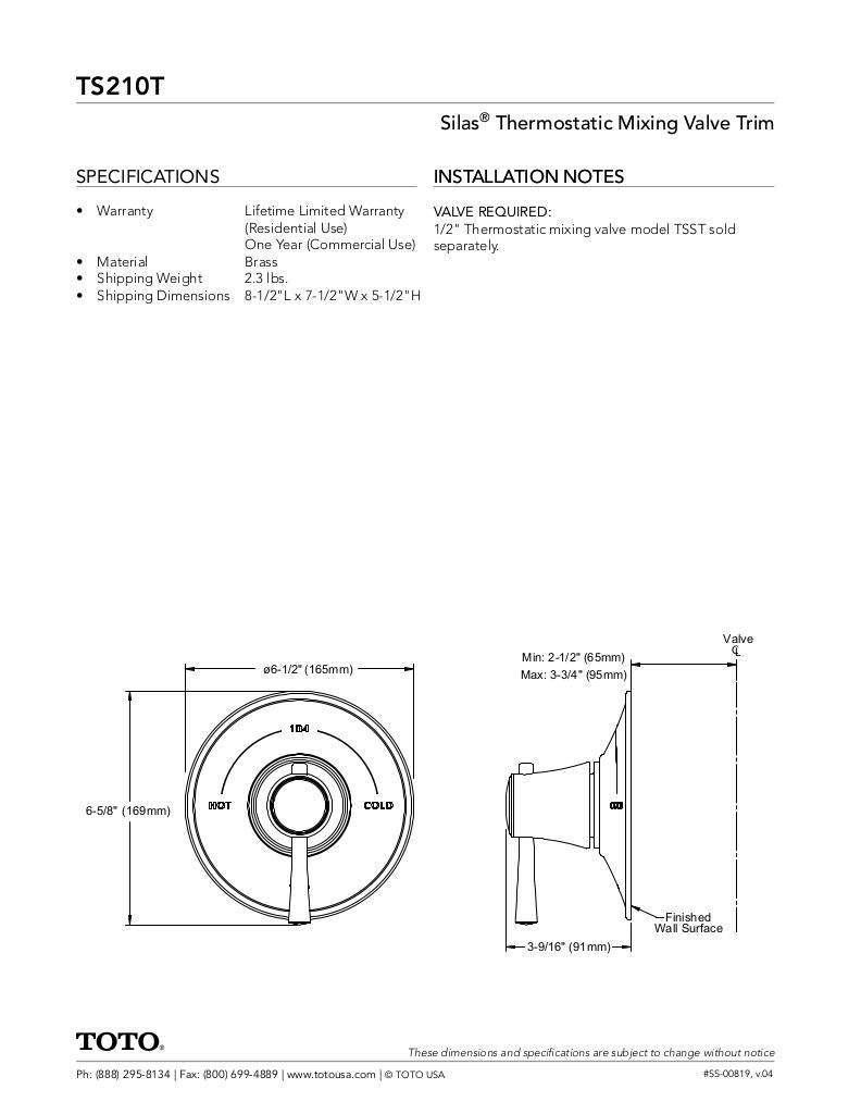 Silas Thermostatic Mixing Valve Trim