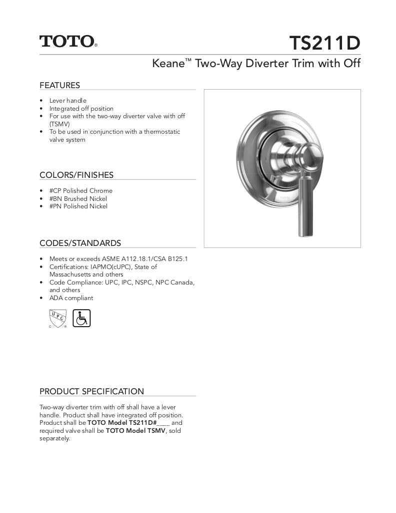 Keane Two-Way Diverter Trim with Off