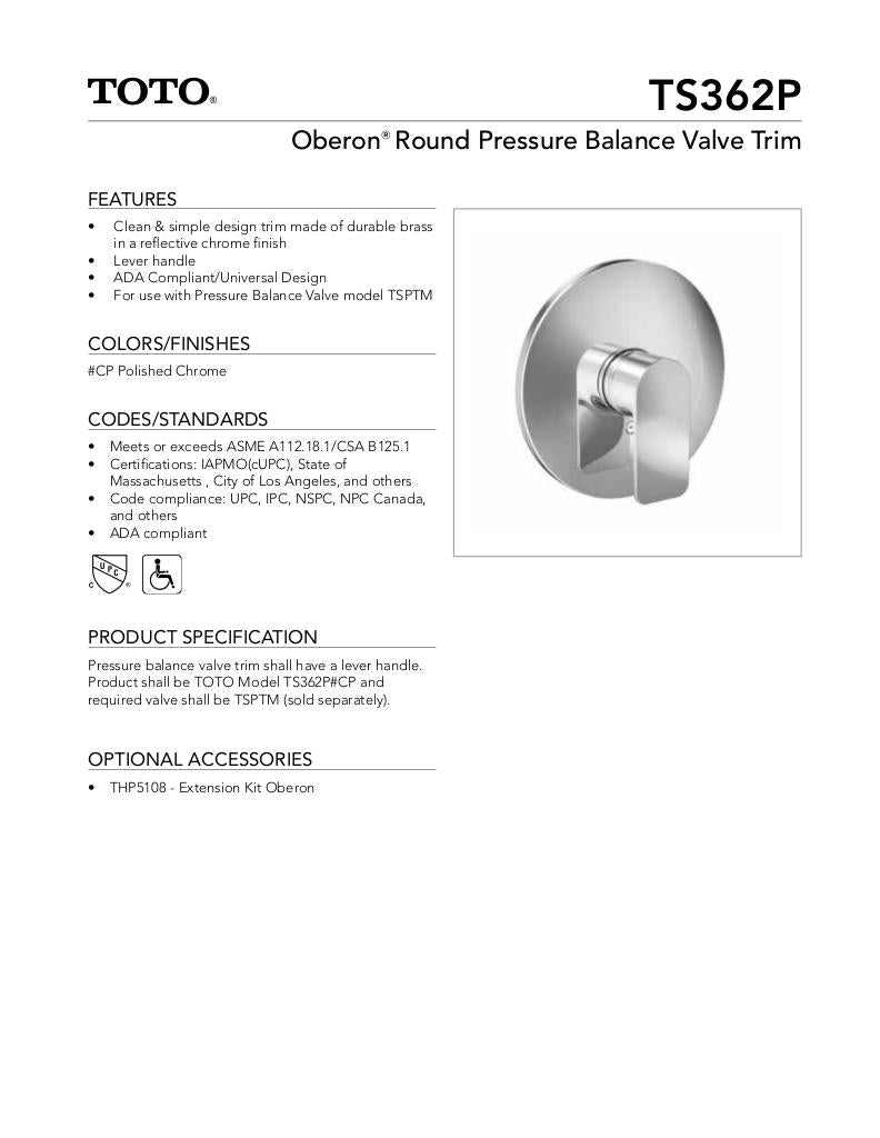 Oberon Pressure Balance Valve Trim - Round