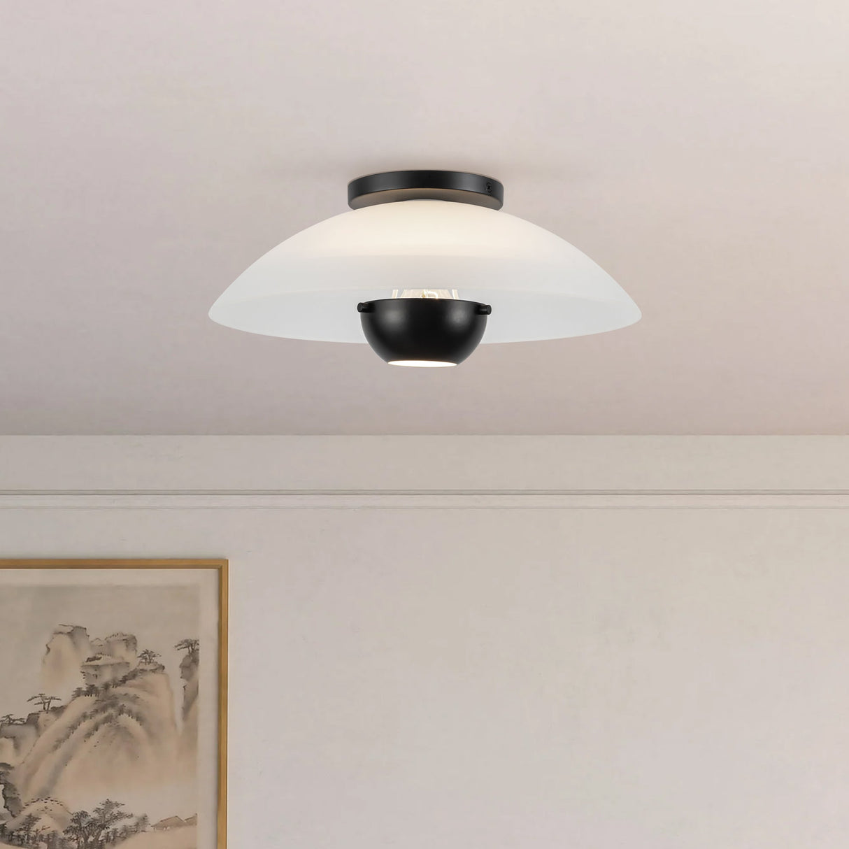 Kuzco Umbra 14-in (5-in Height) Semi-Flush Mount