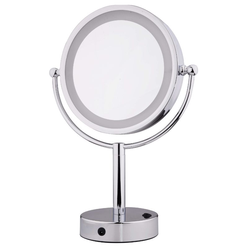 8.5″ Double Sided Lighted Free Standing Mirror Zoom 5x