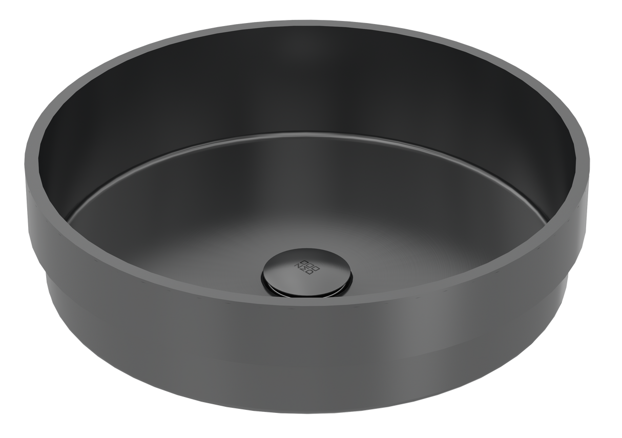 Vanity Vessel 16" Semi-Inset Round Vessel Sink, SUS304 with Fixed Drain