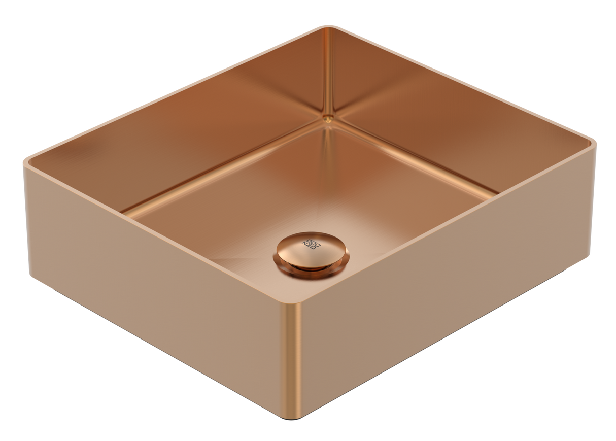 Vanity Vessel 15" Square Vessel Sink, SUS304 with Fixed Drain Kit
