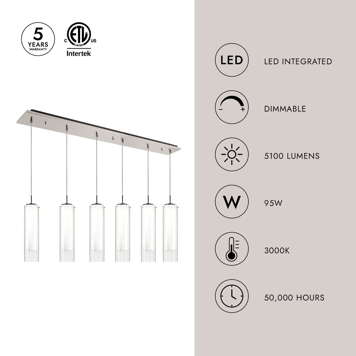 Kuzco Verona 5-in 6 Head Multi Pendant