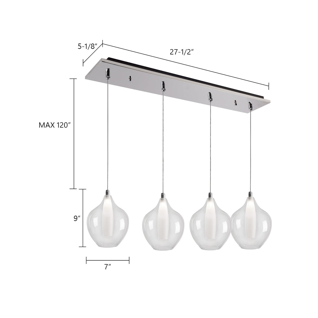 Kuzco Victoria 7-in 4 Head Multi Pendant