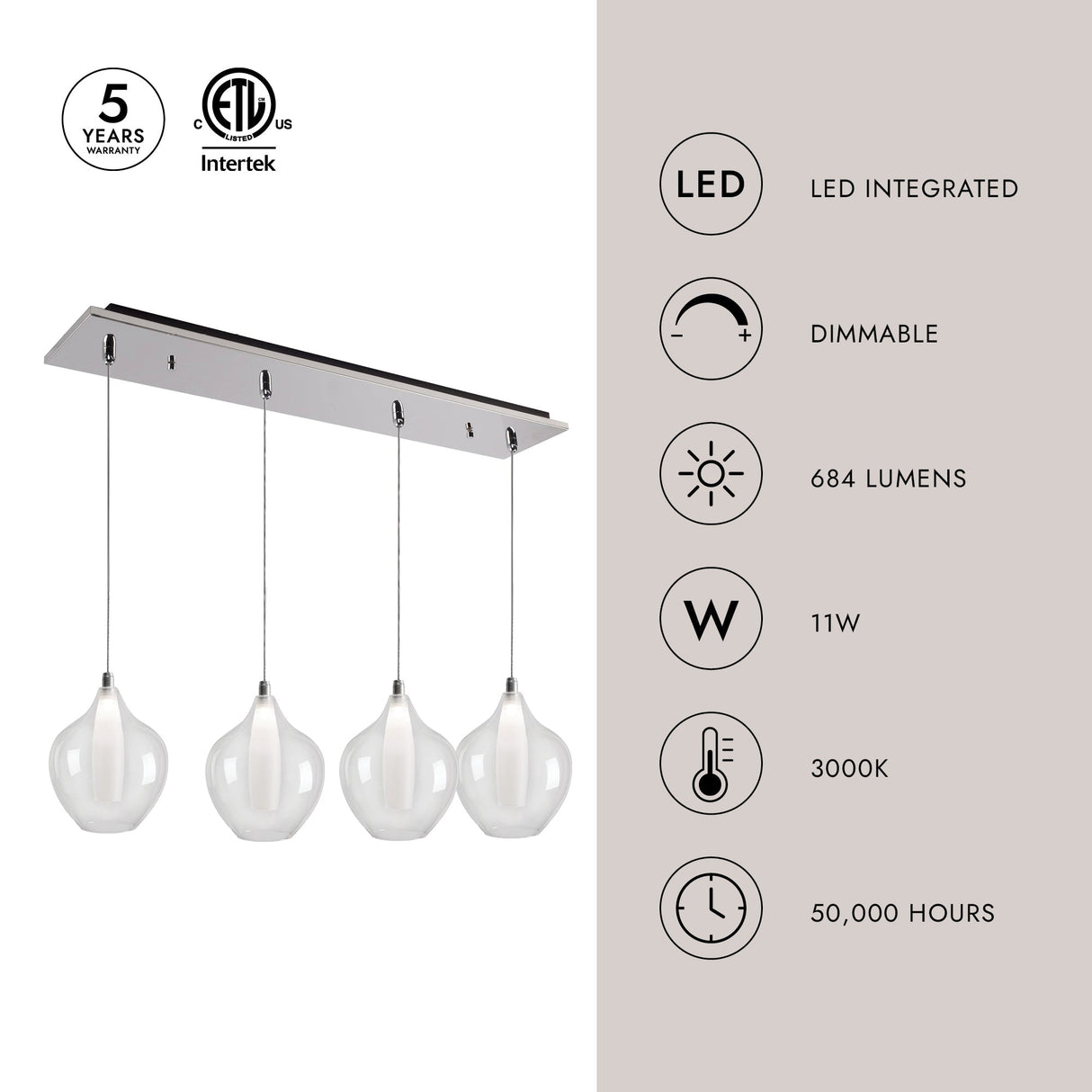 Kuzco Victoria 7-in 4 Head Multi Pendant