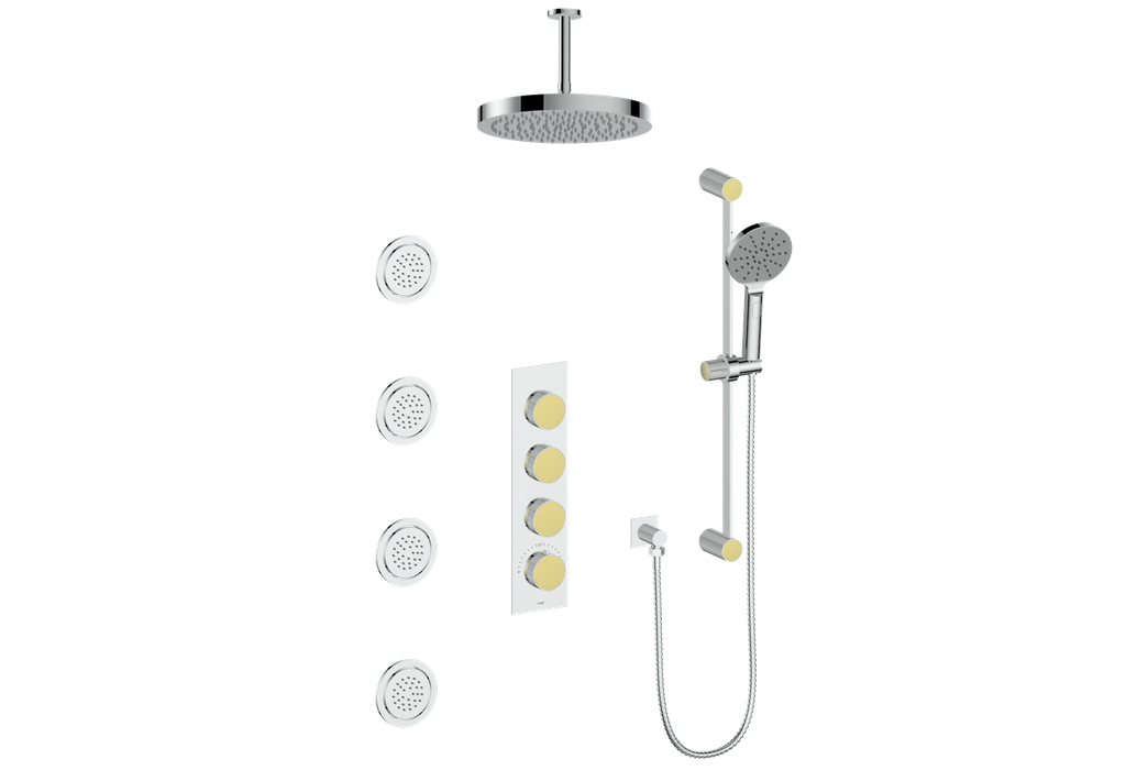 MOND 3/4" HIGH-FLOW TH SHOWER KIT WITH BODY JETS AND 6" CEILING ARM
