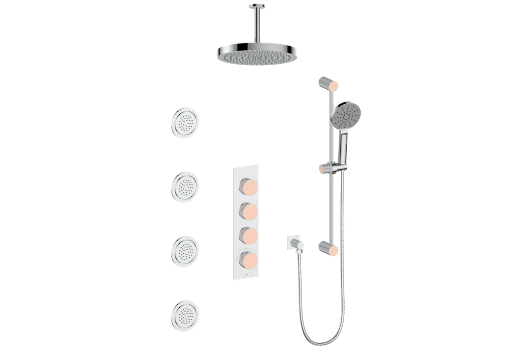 MOND 3/4" HIGH-FLOW TH SHOWER KIT WITH BODY JETS AND 6" CEILING ARM