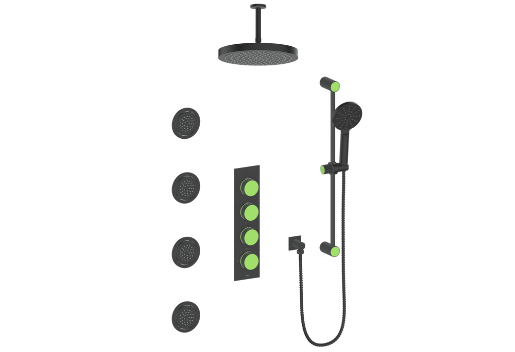MOND 3/4" HIGH-FLOW TH SHOWER KIT WITH BODY JETS AND 6" CEILING ARM