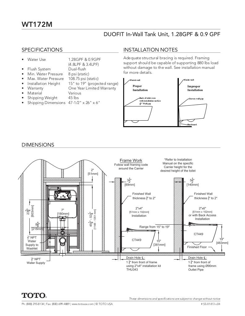 Duofit In-Wall Tank System 1.28 GPF & .09 GPF - Copper Supply