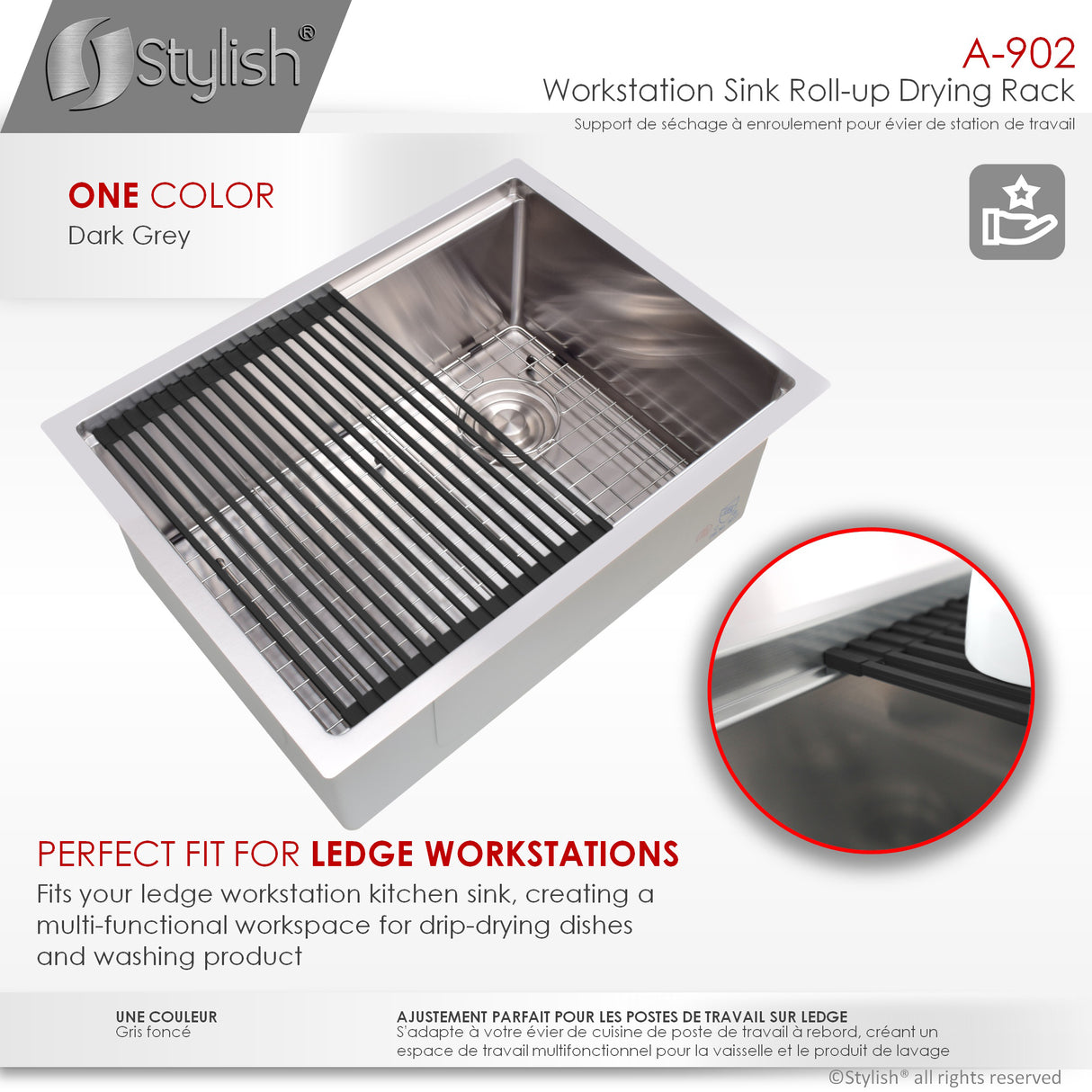 16 3/4" Workstation Sink Roll-up Drying Rack/Trivet
