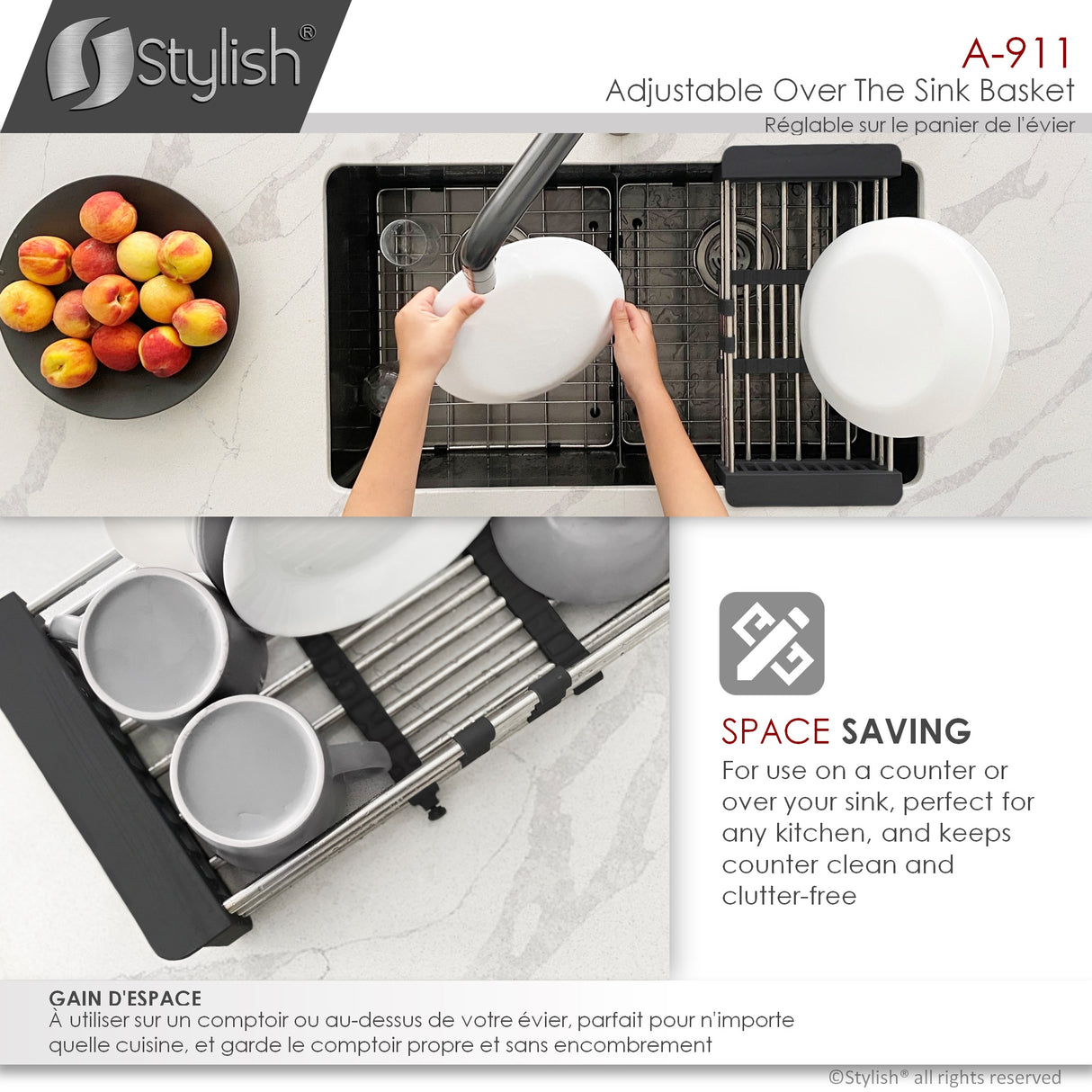 17 1/4" Over the Sink Adjustable Dish Rack