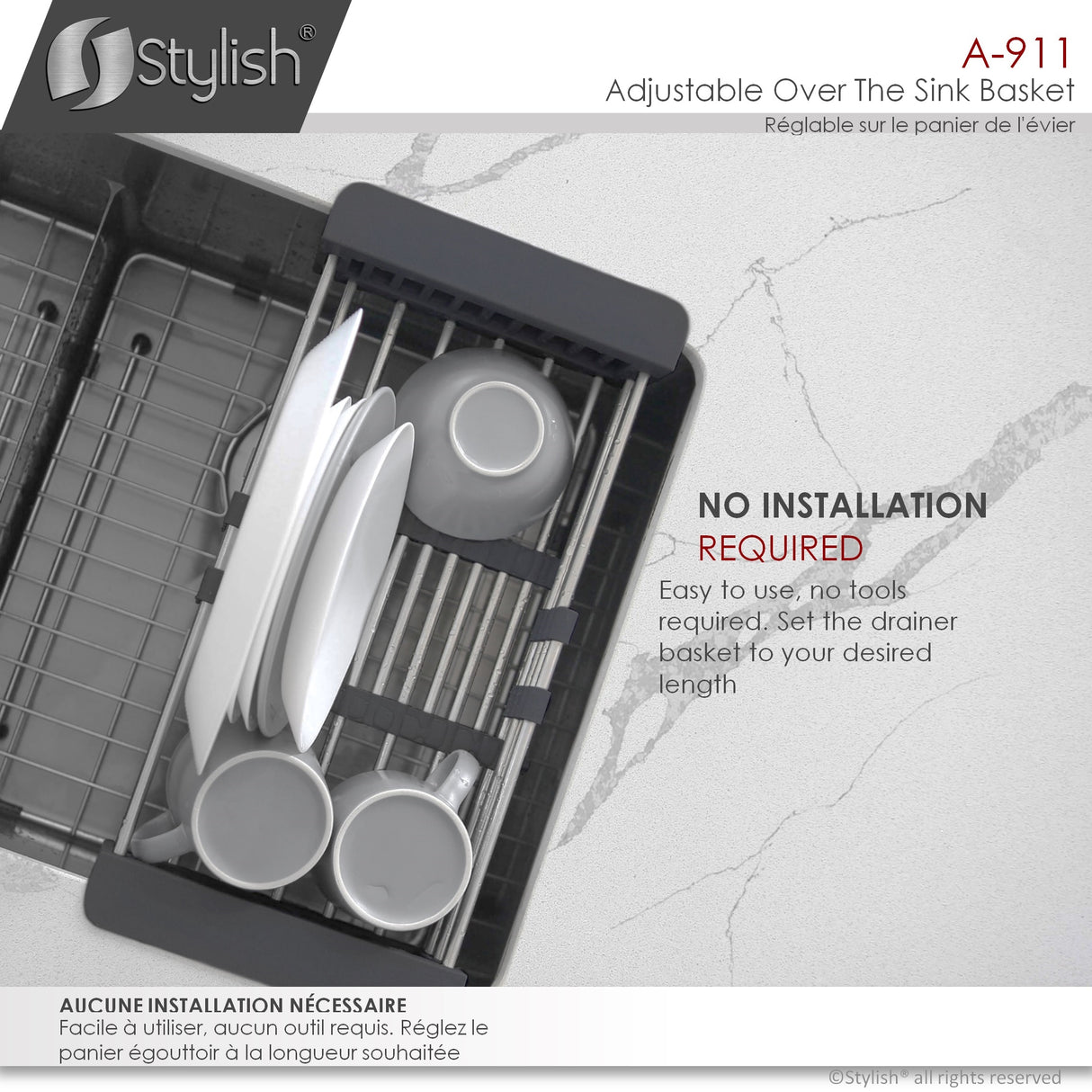 17 1/4" Over the Sink Adjustable Dish Rack