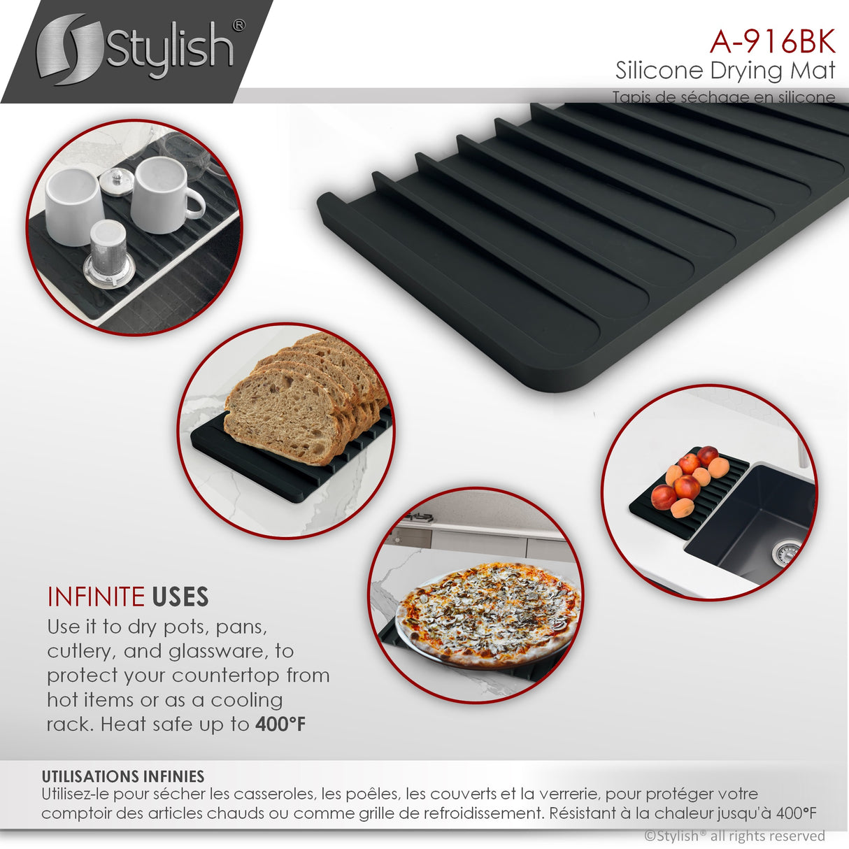 20 1/2" Silicone Drying Mat and Trivet