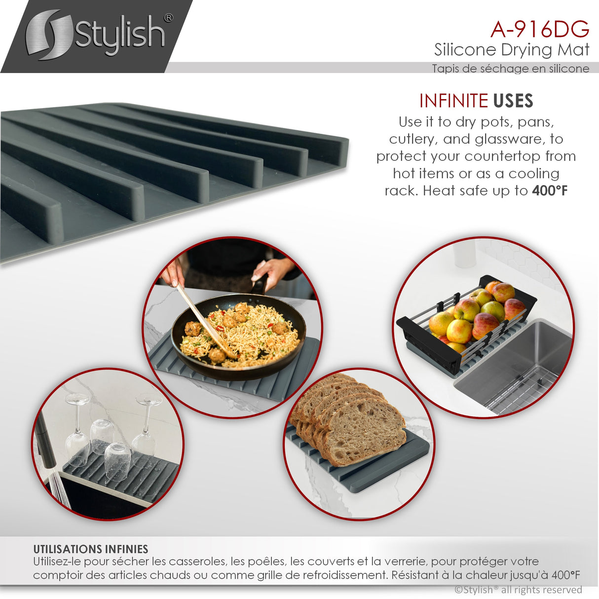 20 1/2" Silicone Drying Mat and Trivet