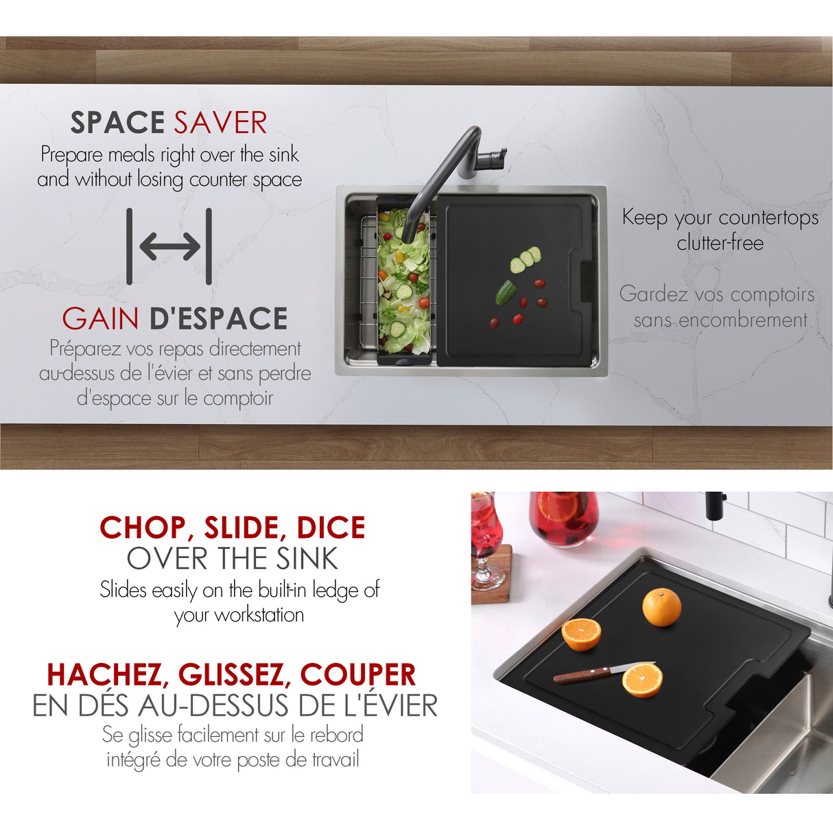 16 3/4" Wood Fiber Workstation Cutting Board
