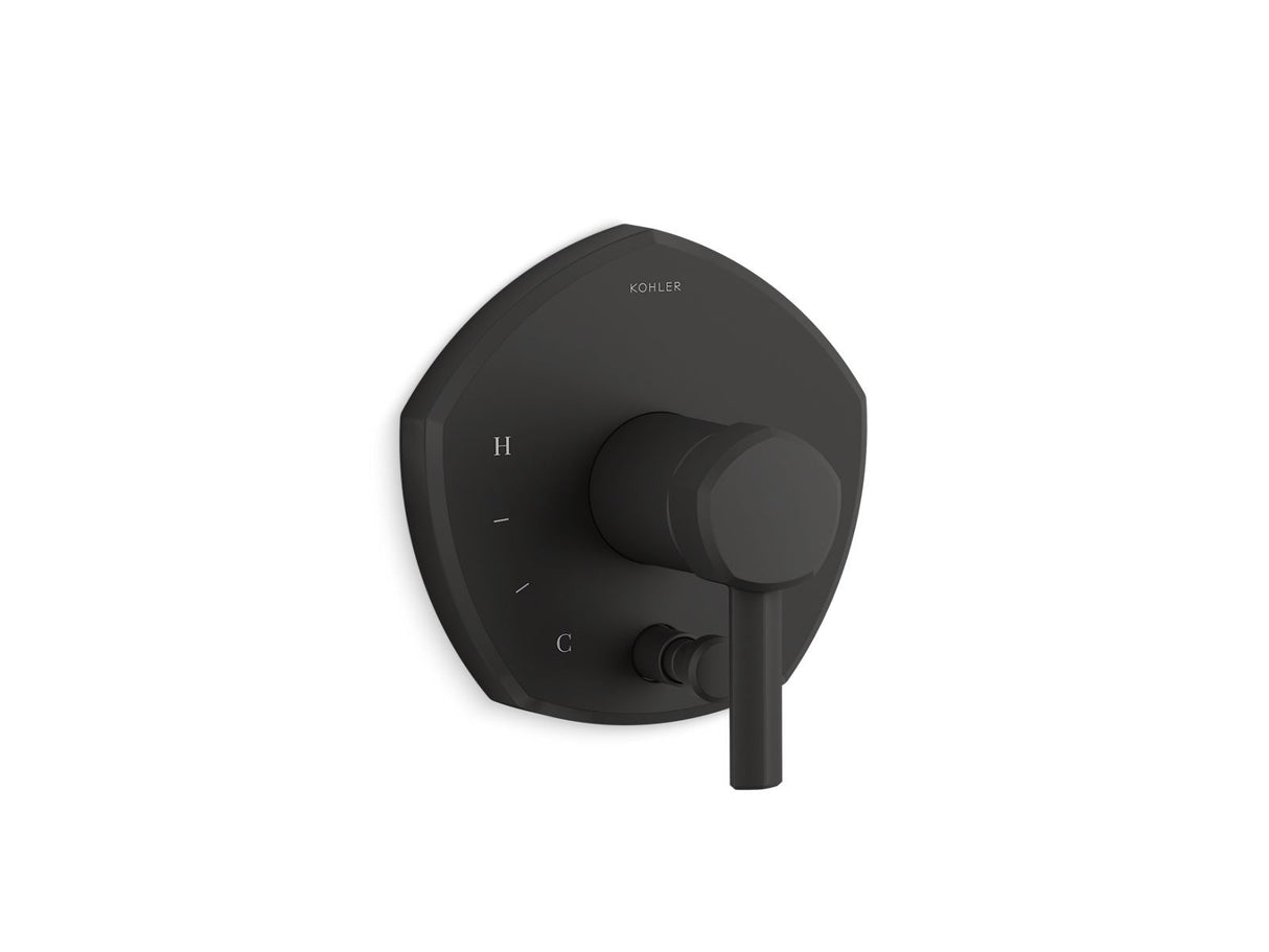Occasion® Rite-Temp® valve trim with push-button diverter and lever handle