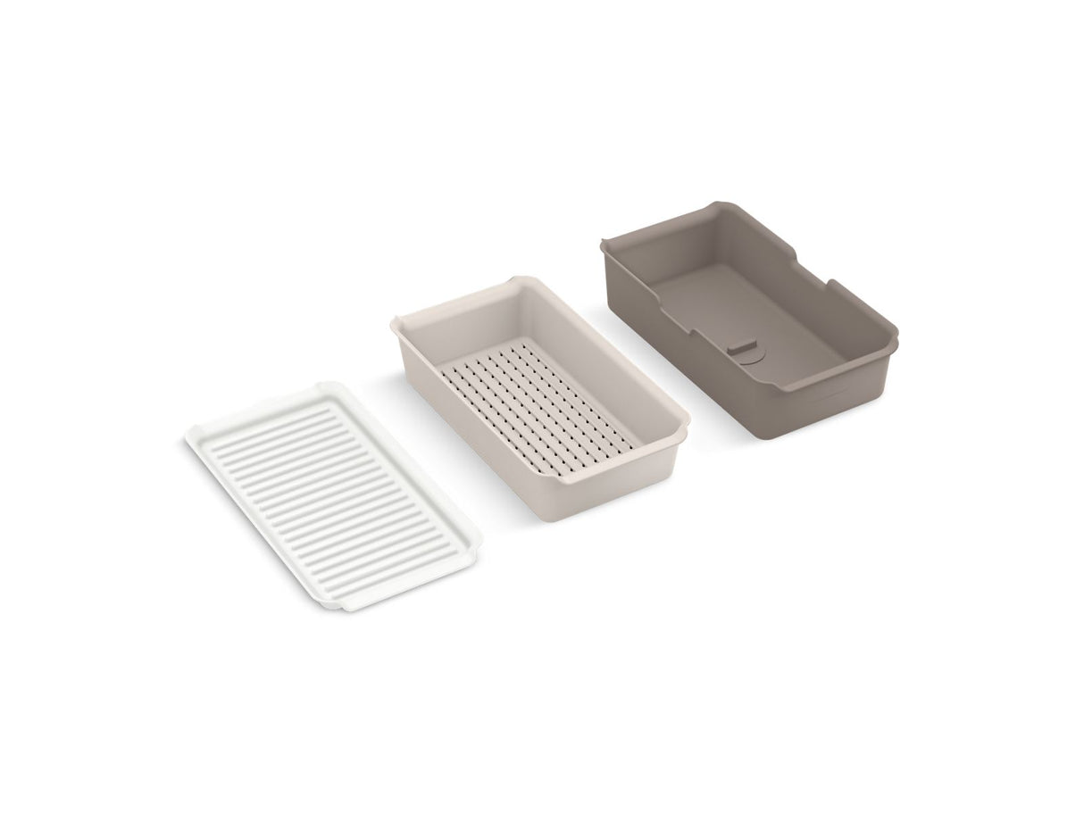 Three-piece workstation sink accessory set