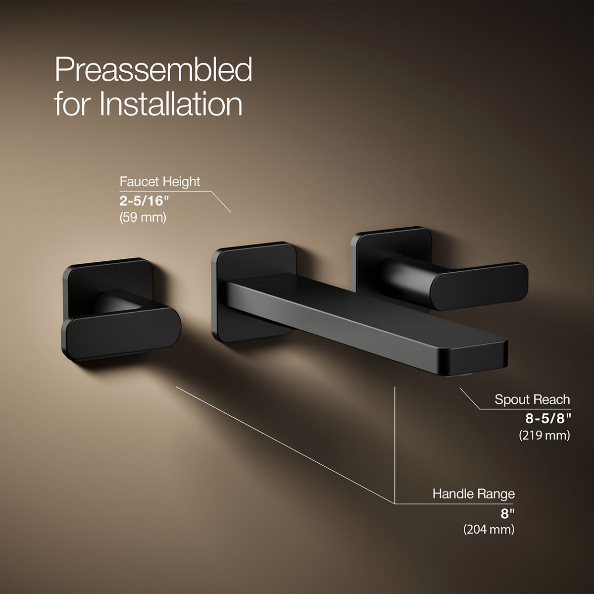 Parallel® Wall-mount bathroom sink faucet trim, 1.2 gpm