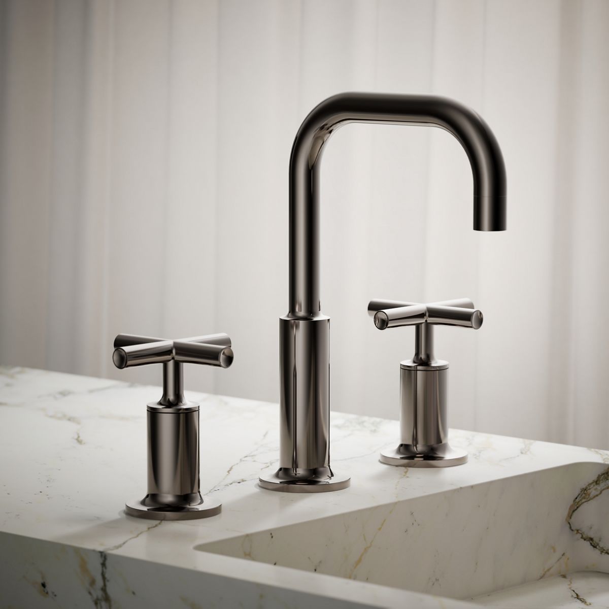 Purist® Widespread bathroom sink faucet with Cross handles, 1.2 gpm