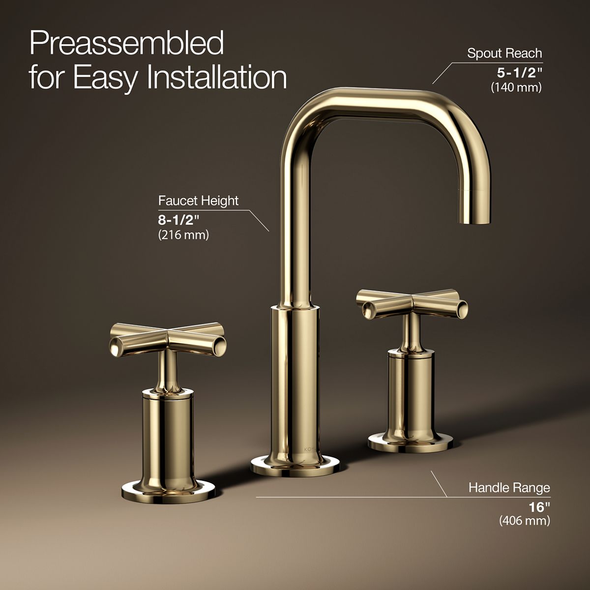 Purist® Widespread bathroom sink faucet with Cross handles, 1.2 gpm