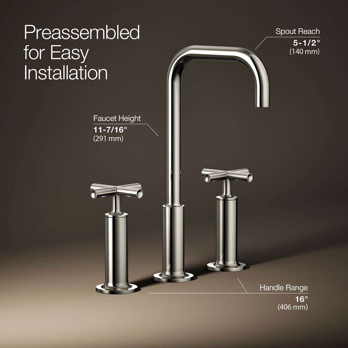 Purist® Widespread bathroom sink faucet with Cross handles, 1.2 gpm