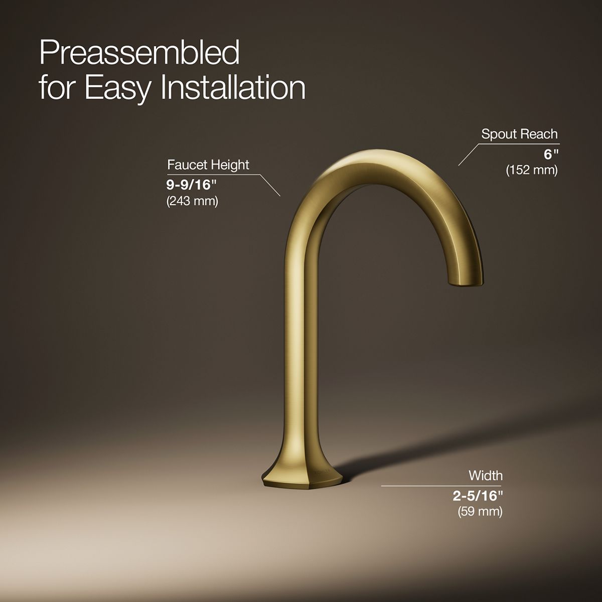 Occasion® Bathroom sink faucet spout with Cane design, 1.2 gpm
