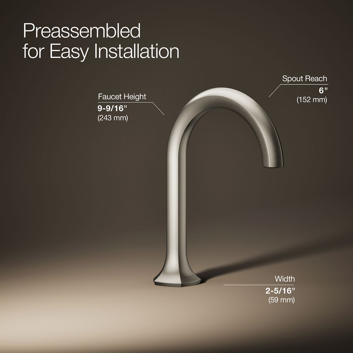 Occasion® Bathroom sink faucet spout with Cane design, 1.2 gpm
