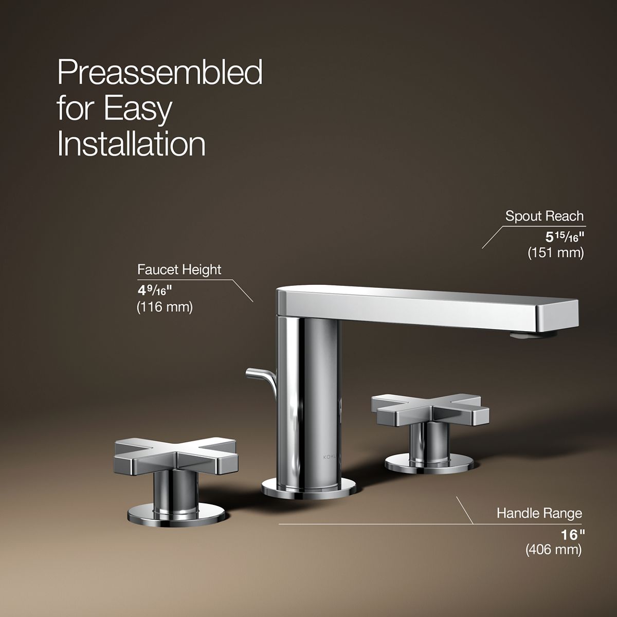 Composed® Widespread bathroom sink faucet with Cross handles, 1.2 gpm