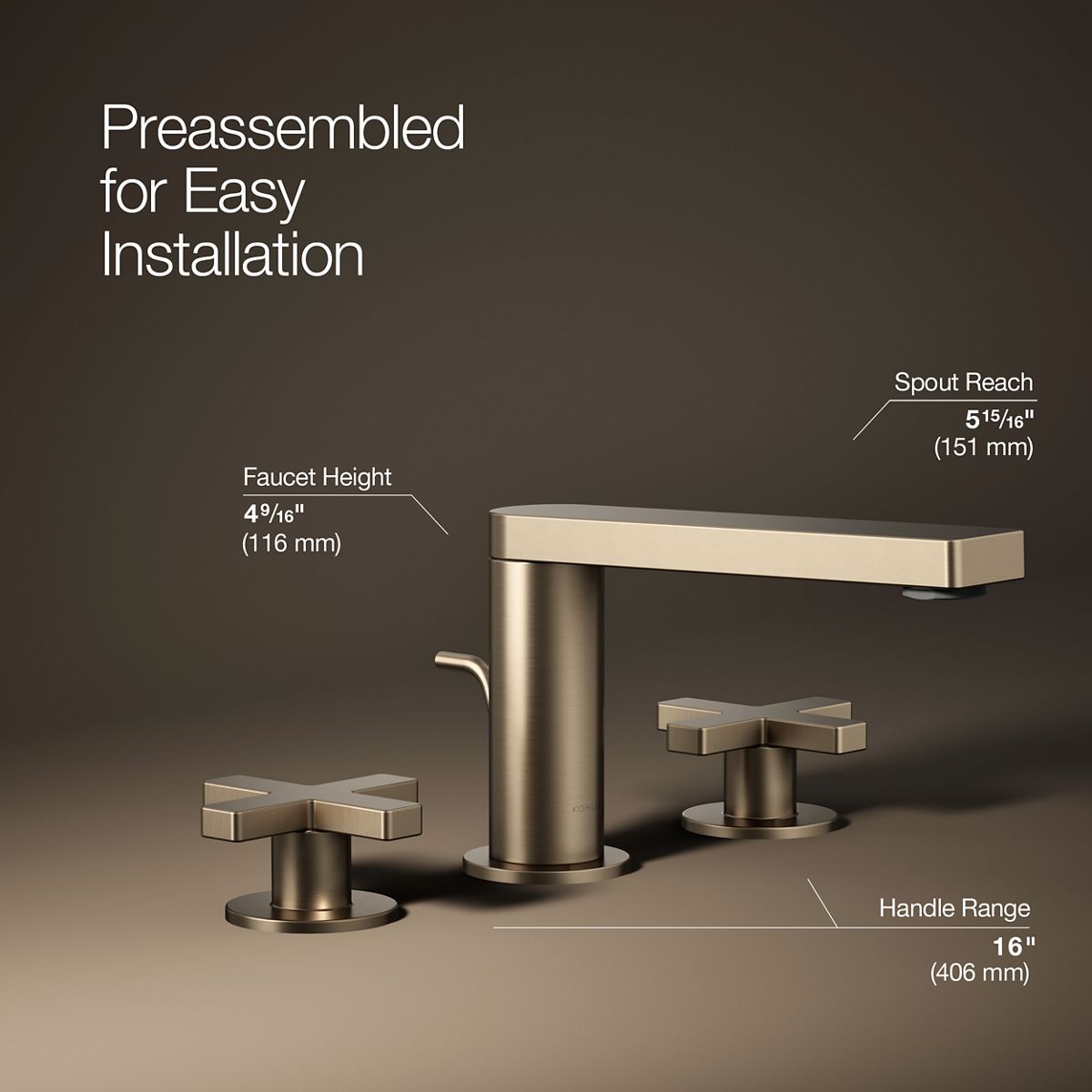 Composed® Widespread bathroom sink faucet with Cross handles, 1.2 gpm