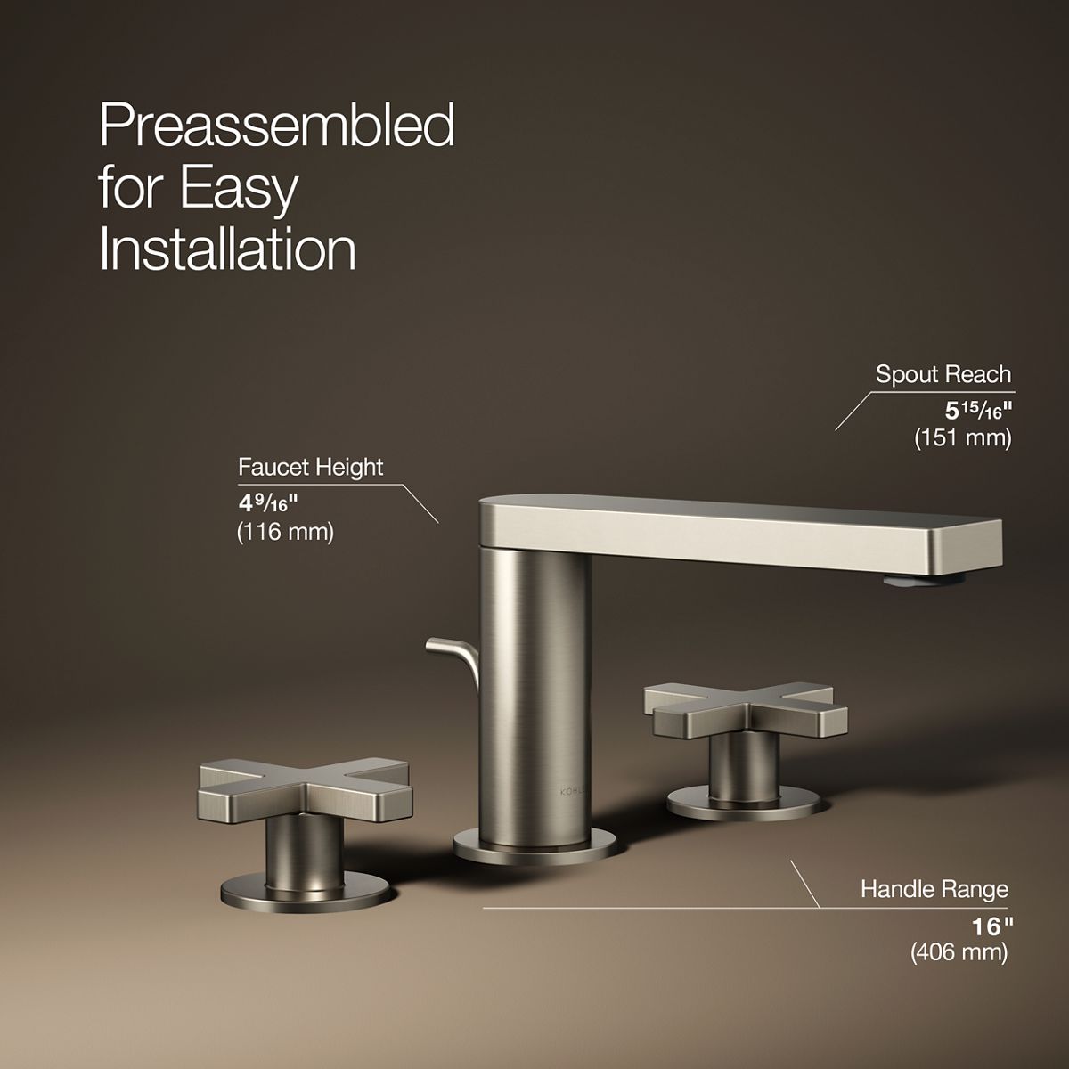 Composed® Widespread bathroom sink faucet with Cross handles, 1.2 gpm