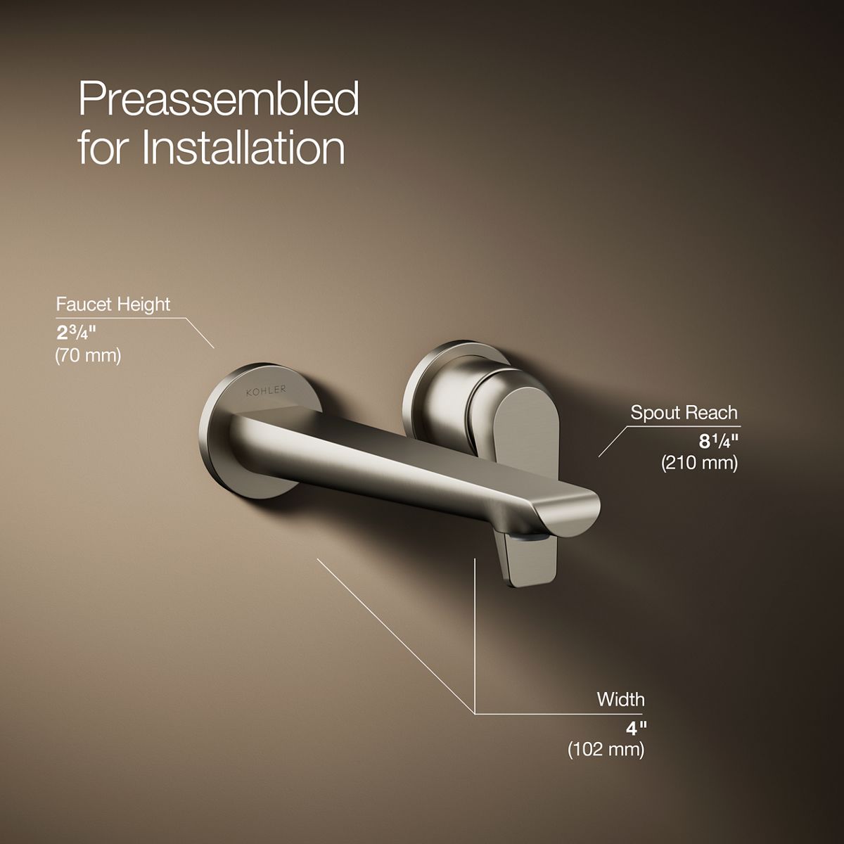 Avid® Wall-mount bathroom sink faucet, 1.2 gpm