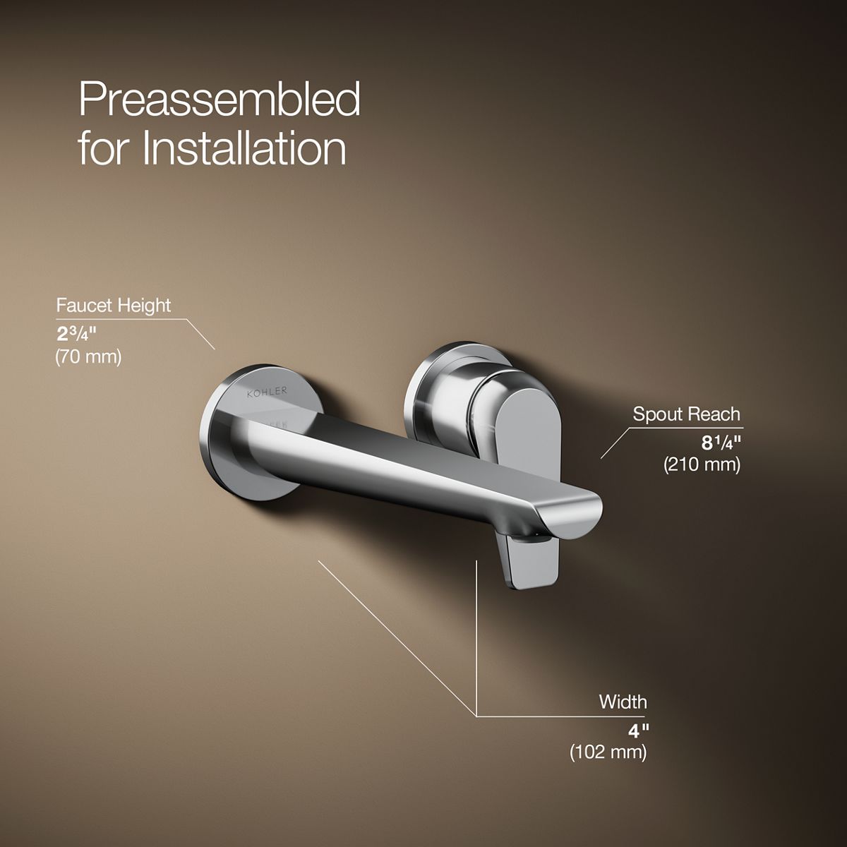 Avid® Wall-mount bathroom sink faucet, 1.2 gpm