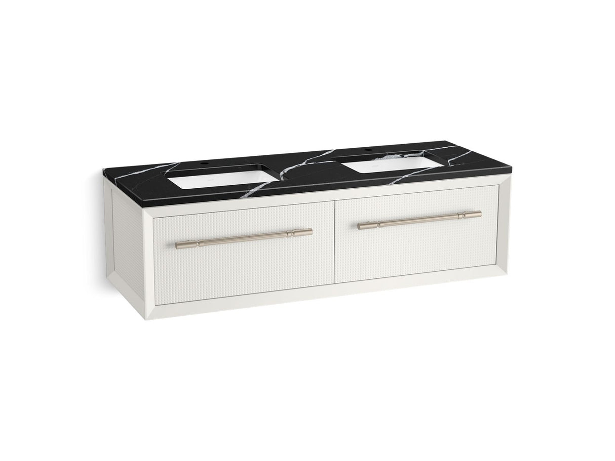 Enivo® 60" wall-hung bathroom vanity cabinet with sinks and quartz top
