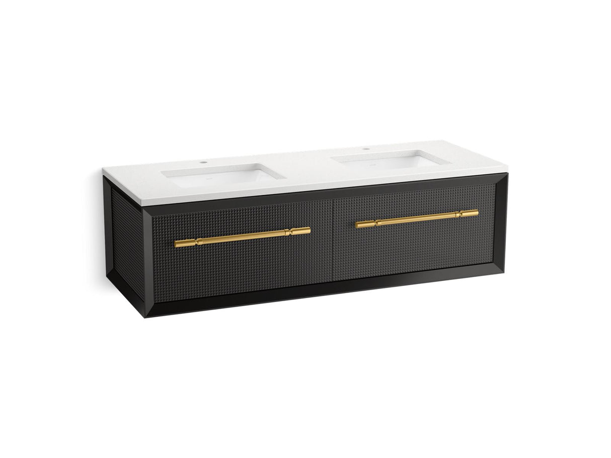 Enivo® 60" wall-hung bathroom vanity cabinet with sinks and quartz top