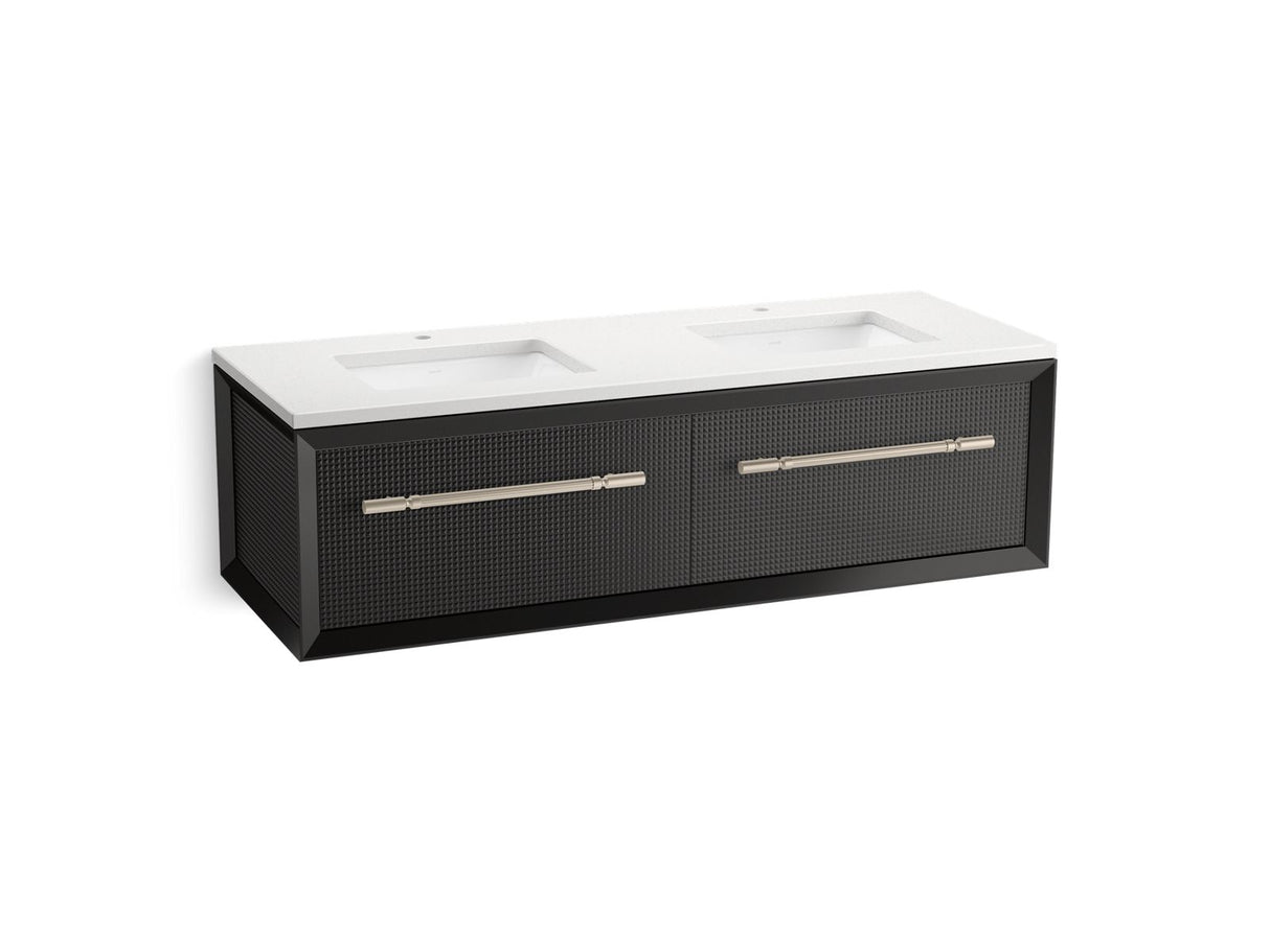 Enivo® 60" wall-hung bathroom vanity cabinet with sinks and quartz top