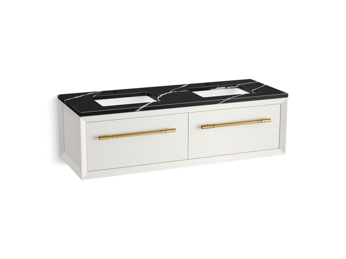 Enivo® 60" wall-hung bathroom vanity cabinet with sinks and quartz top